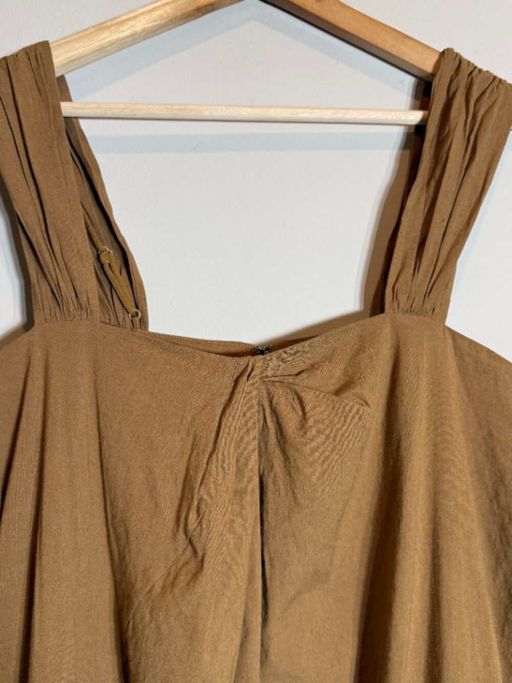 Vince Linen Square Neck A-Line Midi Dress Women's Large Brown Minimalist Chic - Picture 8 of 16